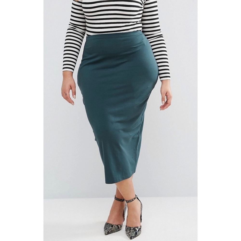 NWT ASOS High Waist Midi Pencil Skirt - Dark Green